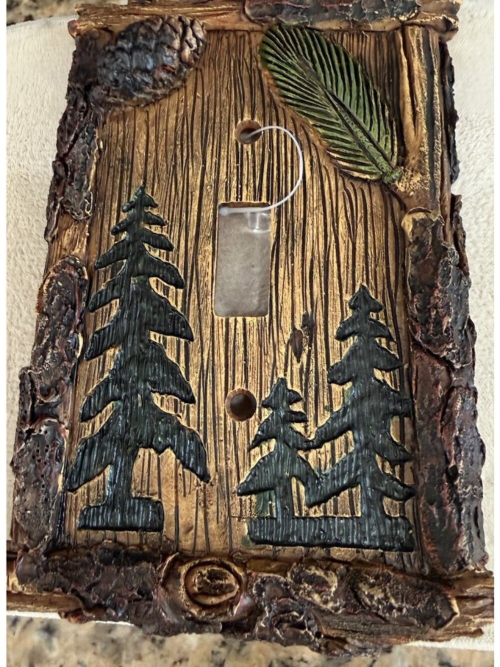 Cabin Pine Tree Wood Look Single Switch Plate 5.5" X 3.5” Rustic